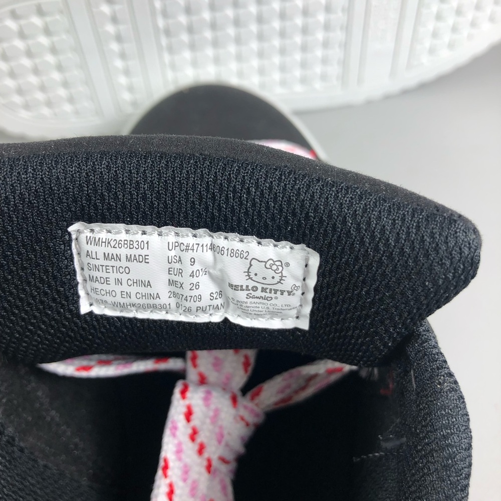 Hello Kitty Black & White Sneakers with Pink Accent Laces Size 9 - Picture 8 of 9